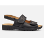 Sandale dama negre din piele naturala cu talpa joasa si inchidere velcro CLP09N